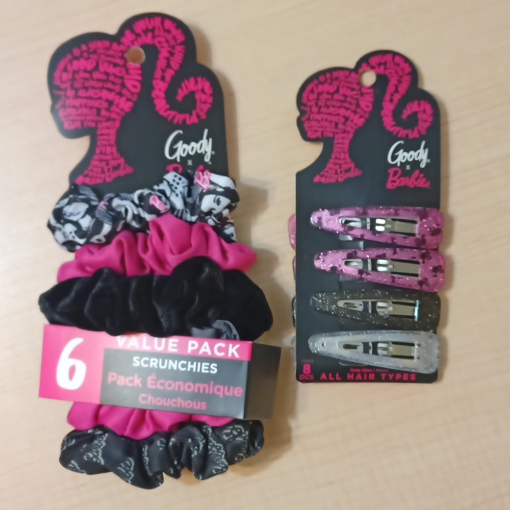 Goody Barbie Scrunchies 6 Pack + 8 Hair Clips